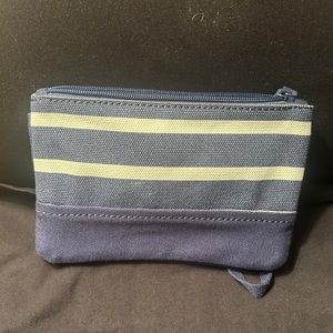 Clutch purse zipper shut, Lands End Blue cotton